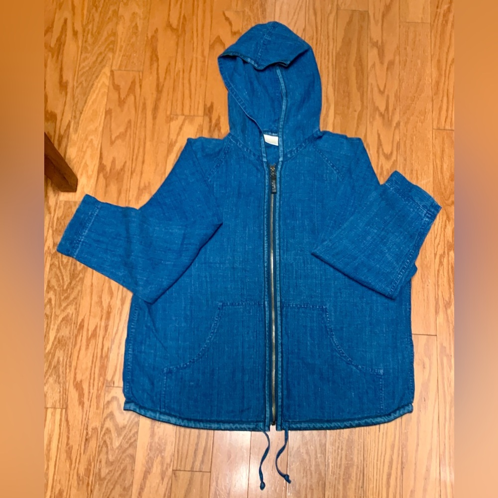 Women’s Elisabeth by Liz Claiborne Indigo 100% Linen Full Zip Hoodie